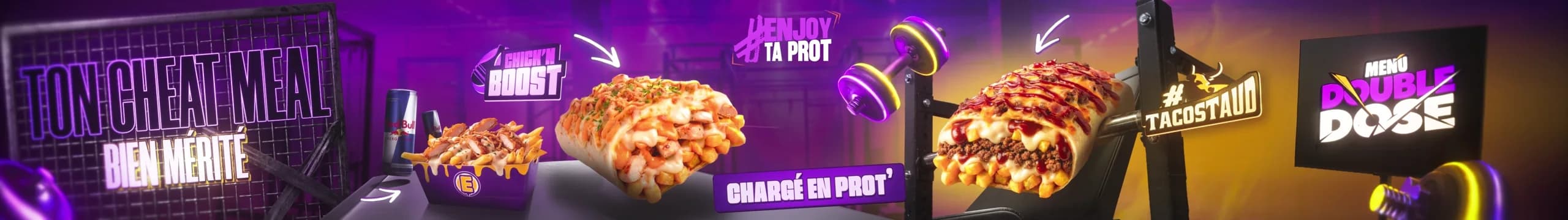 Menu DAYOFF animé sur quatre écrans